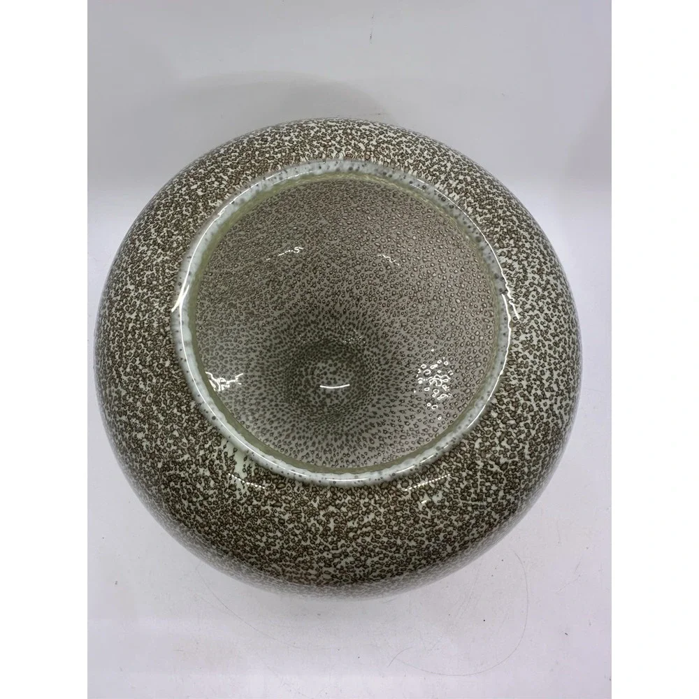 West Elm Art Glass Bubble Vase Brown Speckled Round Globe Decorative Vessel